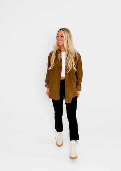 Oversized Tan Corduroy Shirt